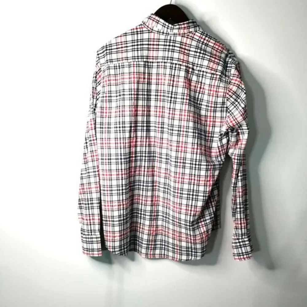 Levis Seersucker‎ Men L Red/Blue Plaid Long Sleeve Button Down Shirt Retro VTG